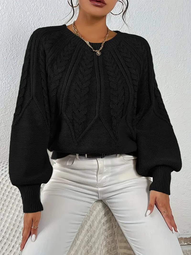 Pull à col rond tressé