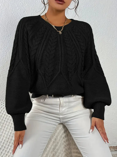 Pull à col rond tressé