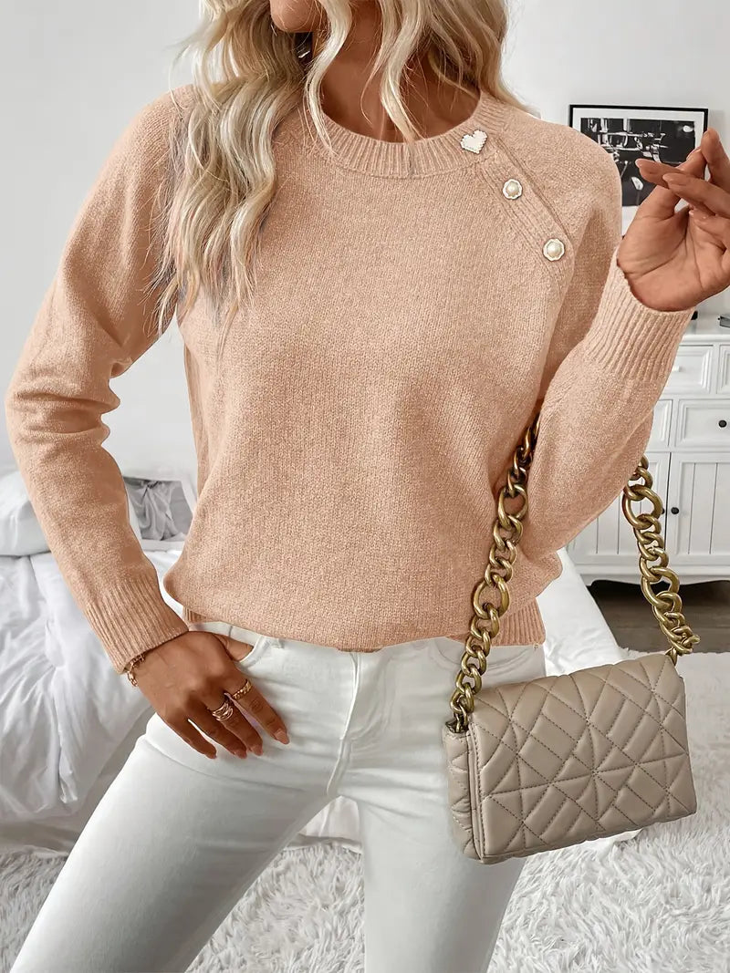 Pull Épaule Asymétrique avec Boutonnage