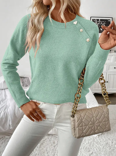 Pull Épaule Asymétrique avec Boutonnage