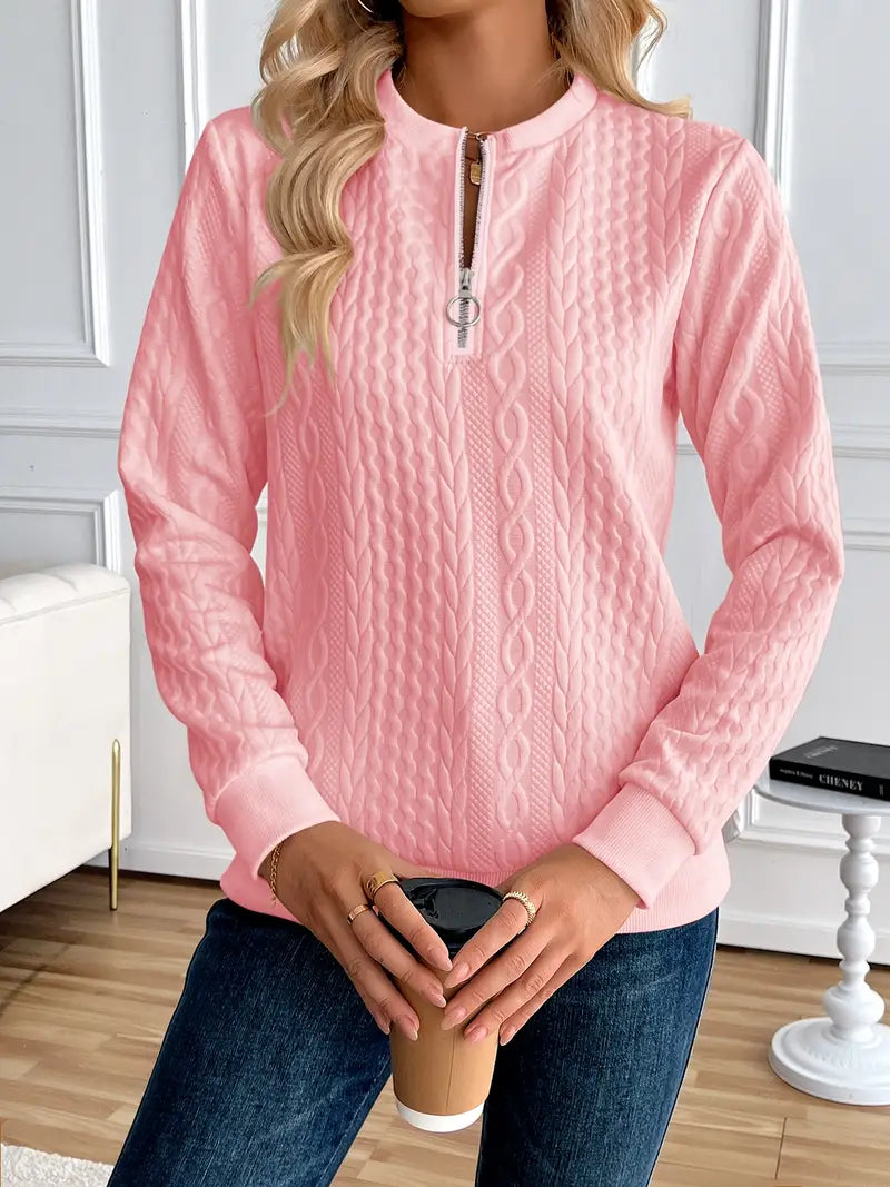 Pull Manches Longues avec Tricot Torsadé