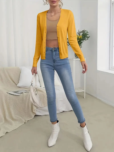 Cardigan simple col V avec boutons