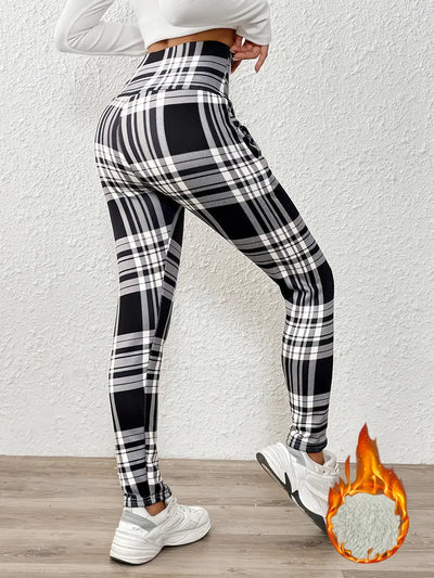 Legging imprimé taille haute doublé polaire avec poches