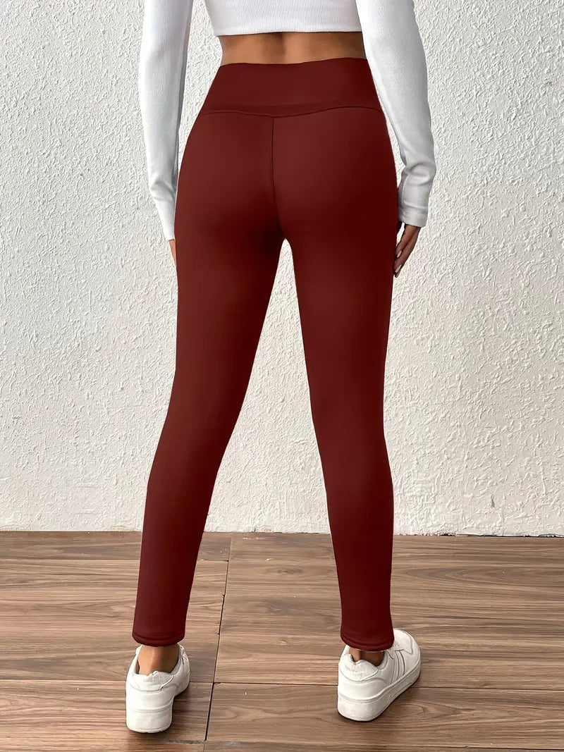 Legging taille haute doublé polaire avec effet remonte-fesses