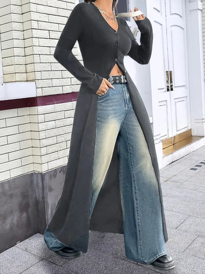 Cardigan tricoté extra-long léger