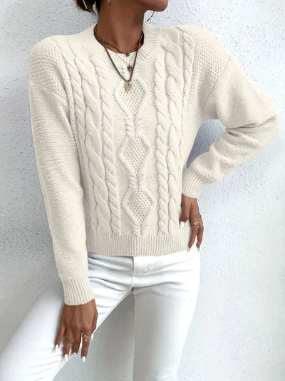 Pull Col Rond à Épaules Tombantes