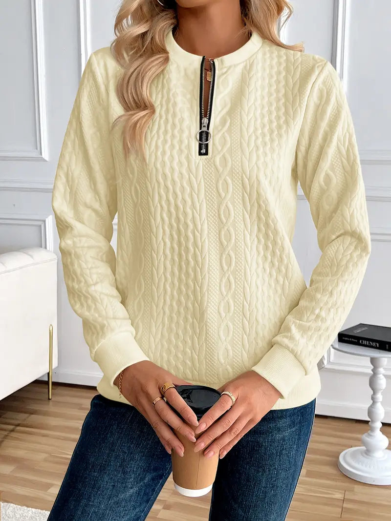 Pull Manches Longues avec Tricot Torsadé
