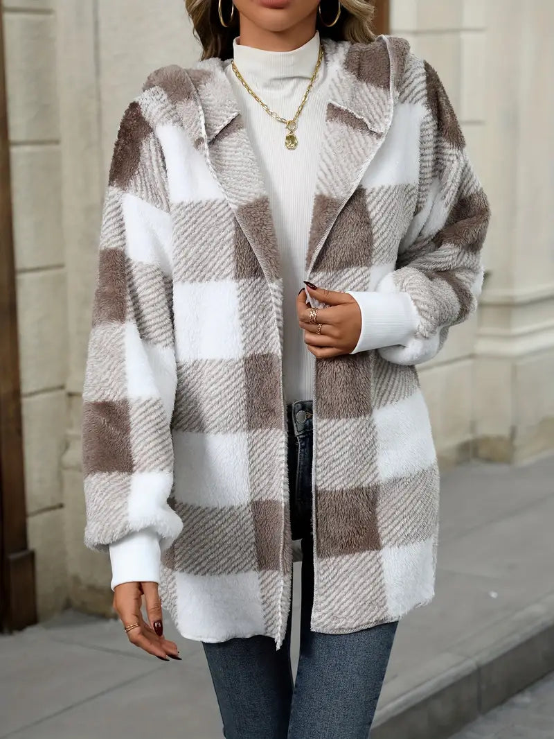 Veste Cardigan En Peluche Bloc De Couleur