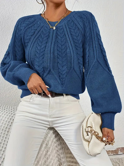 Pull à col rond tressé