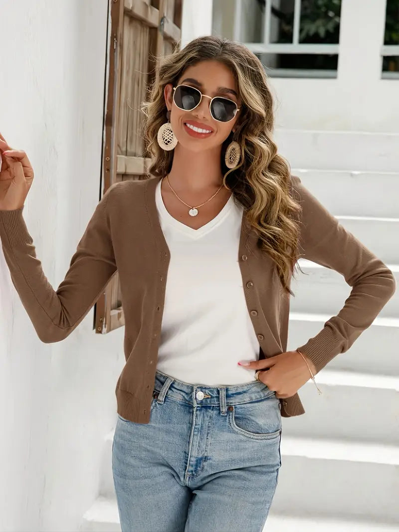 Cardigan simple col V avec boutons