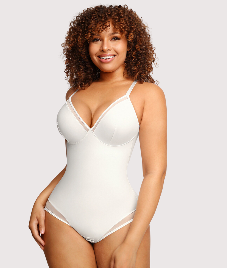 Body gainant blanc col en V
