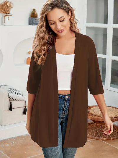 Cardigan grande taille simple mi-long