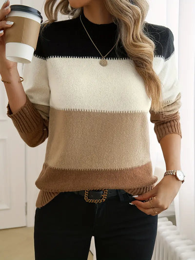 Pull doux et élégant blocs de couleurs