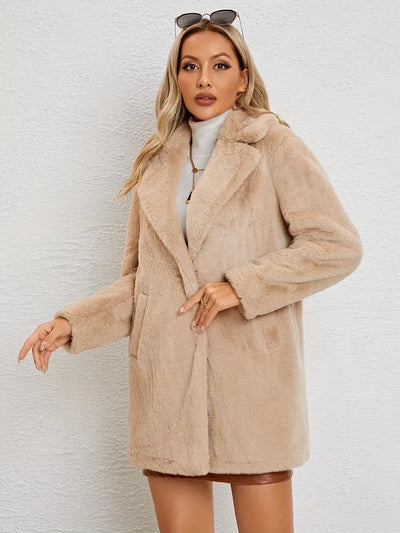 Manteau mi-long en laine douce avec poches