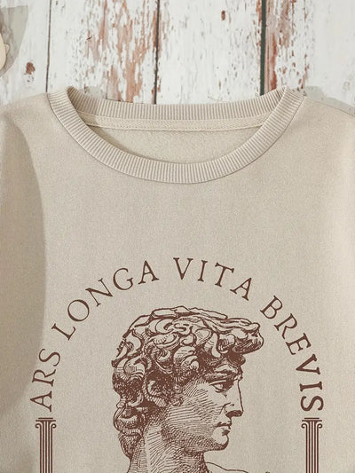 Sweat-shirt à imprimé graphique col rond