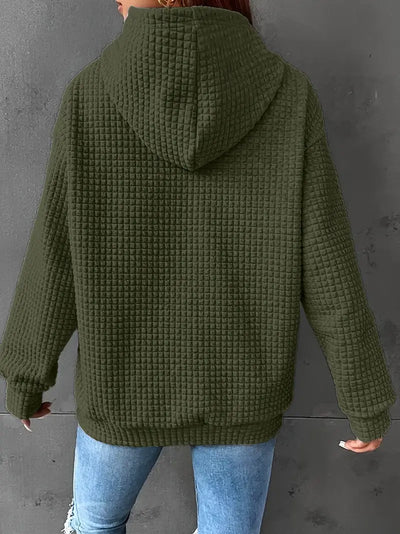 Sweat à capuche grande taille décontracté motif carré