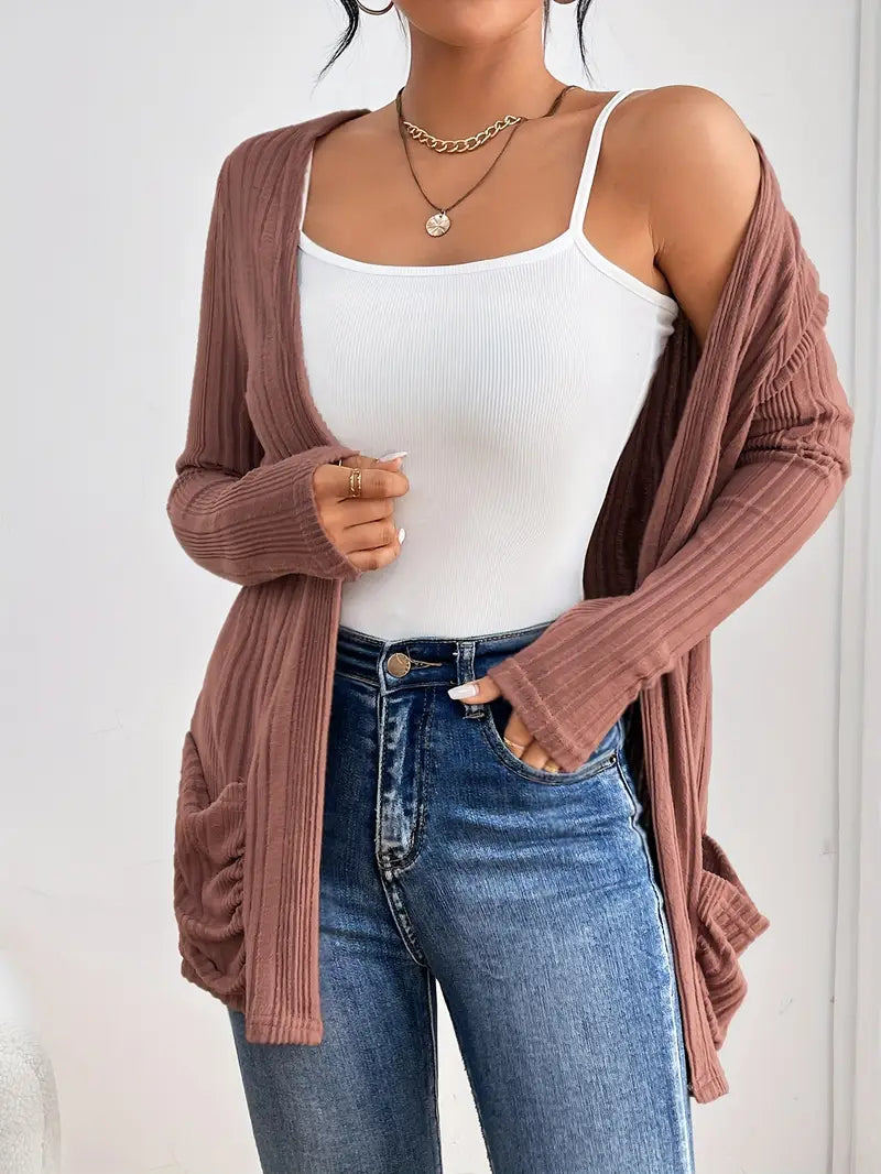 Cardigan long loose avec poches