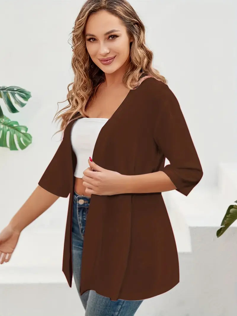 Cardigan grande taille simple mi-long