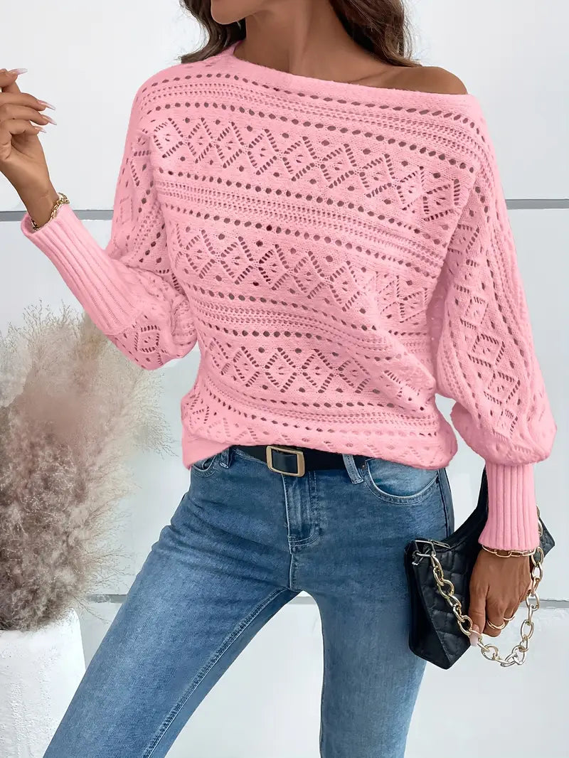 Pull à epaules dénudées semi-transparent