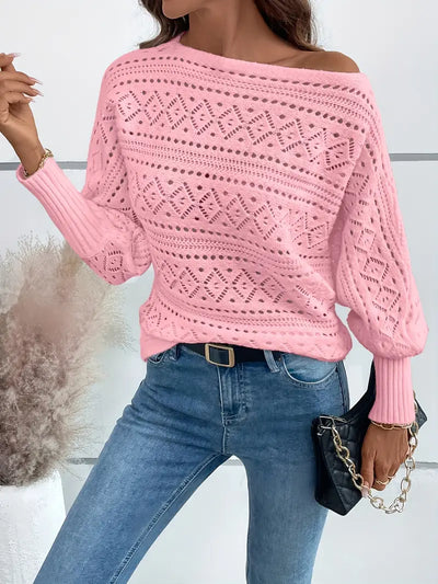 Pull à epaules dénudées semi-transparent