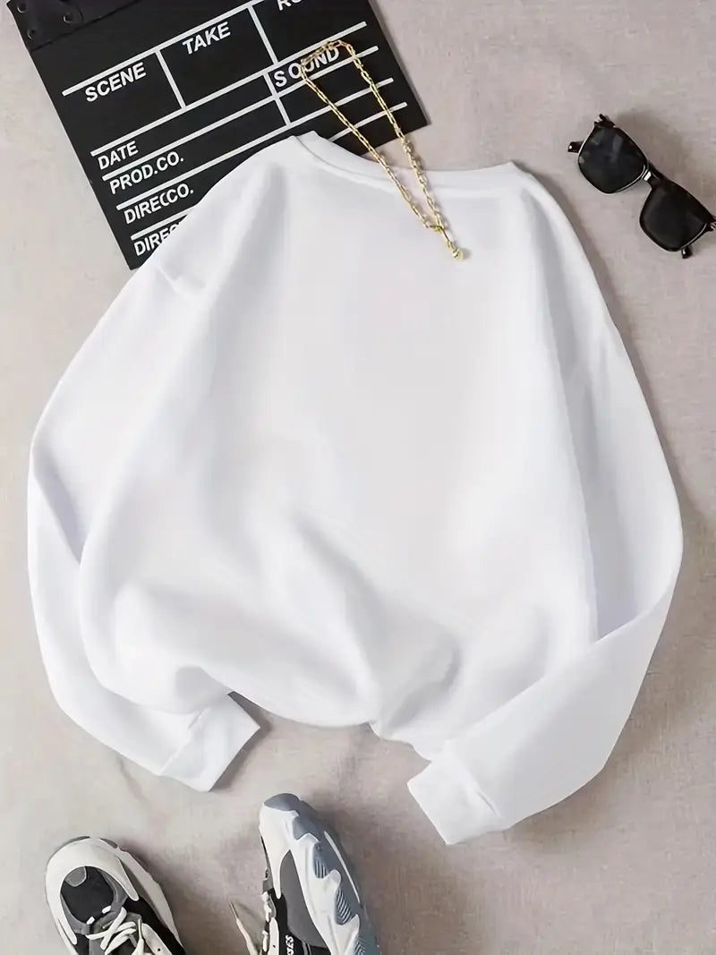 Sweat Pull imprimé coffee manches longues décontracté col rond