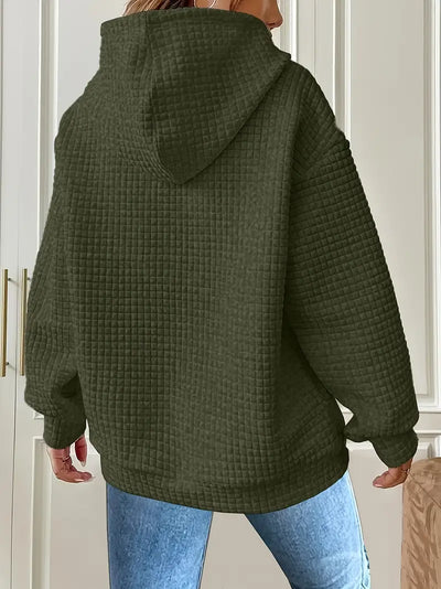 Sweat à capuche grande taille décontracté motif carré