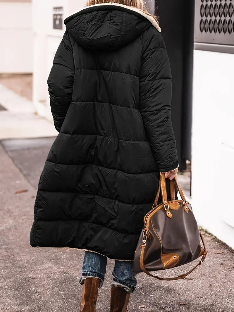 Manteau long réversible matelassé avec doublure polaire