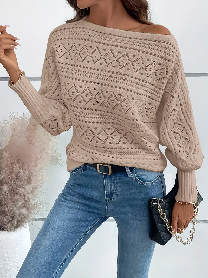 Pull à epaules dénudées semi-transparent