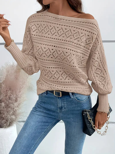 Pull à epaules dénudées semi-transparent