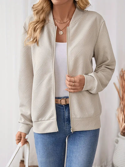 Veste légère élégante col zippé manches longues