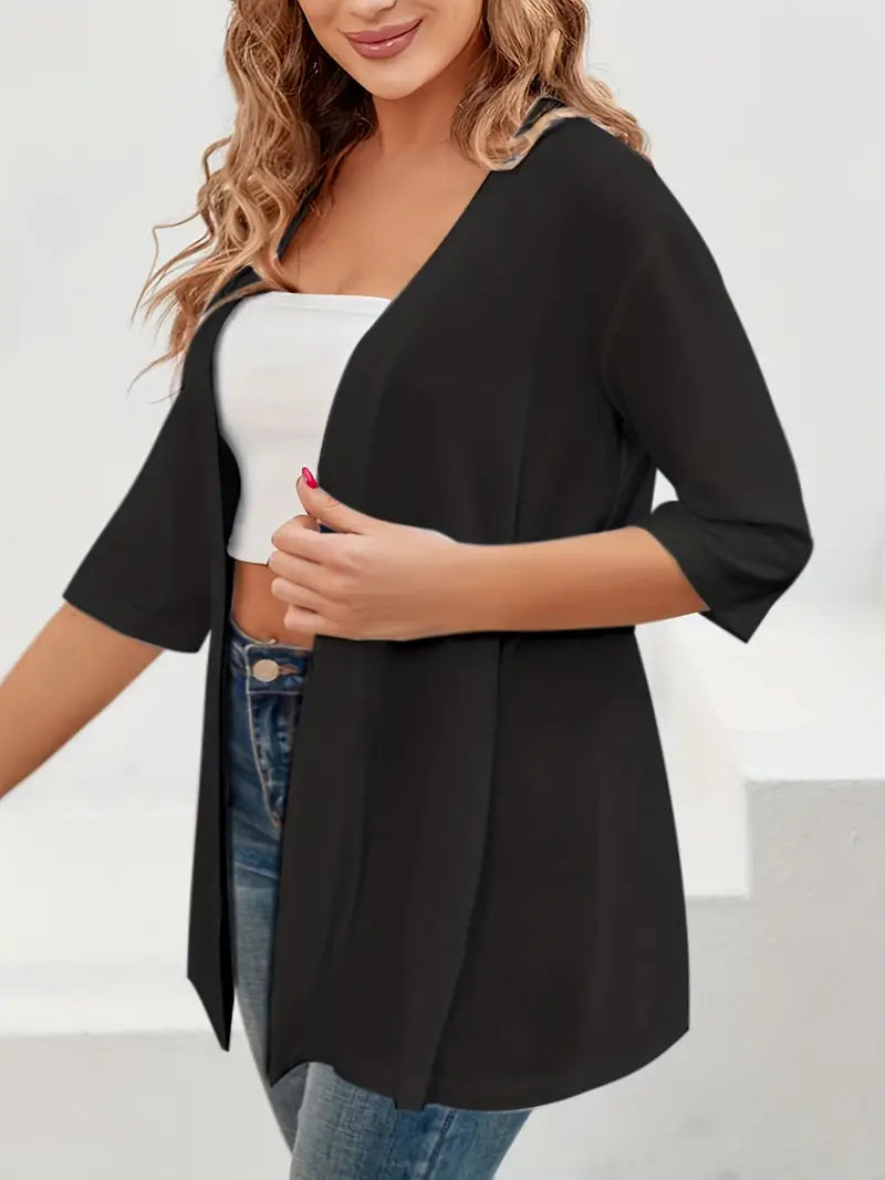 Cardigan grande taille simple mi-long
