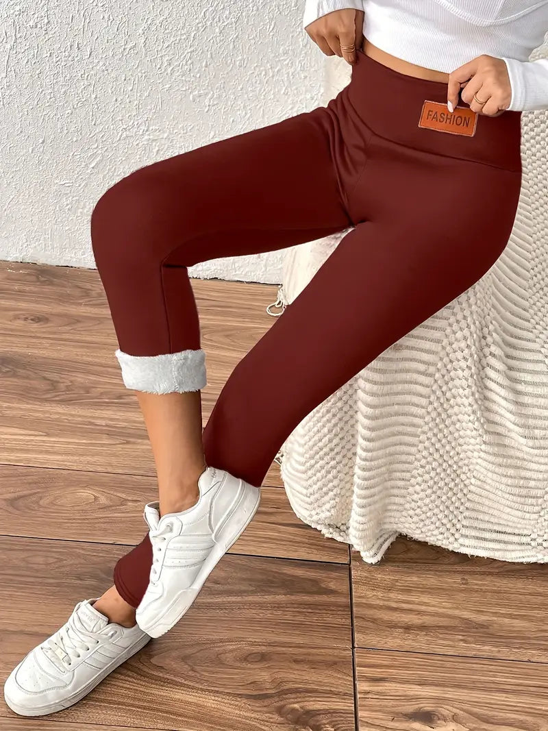 Legging taille haute doublé polaire avec effet remonte-fesses
