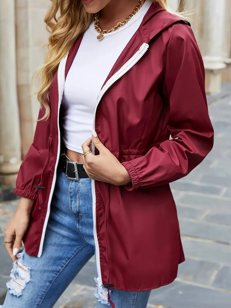 Veste légère à capuche mi-longue