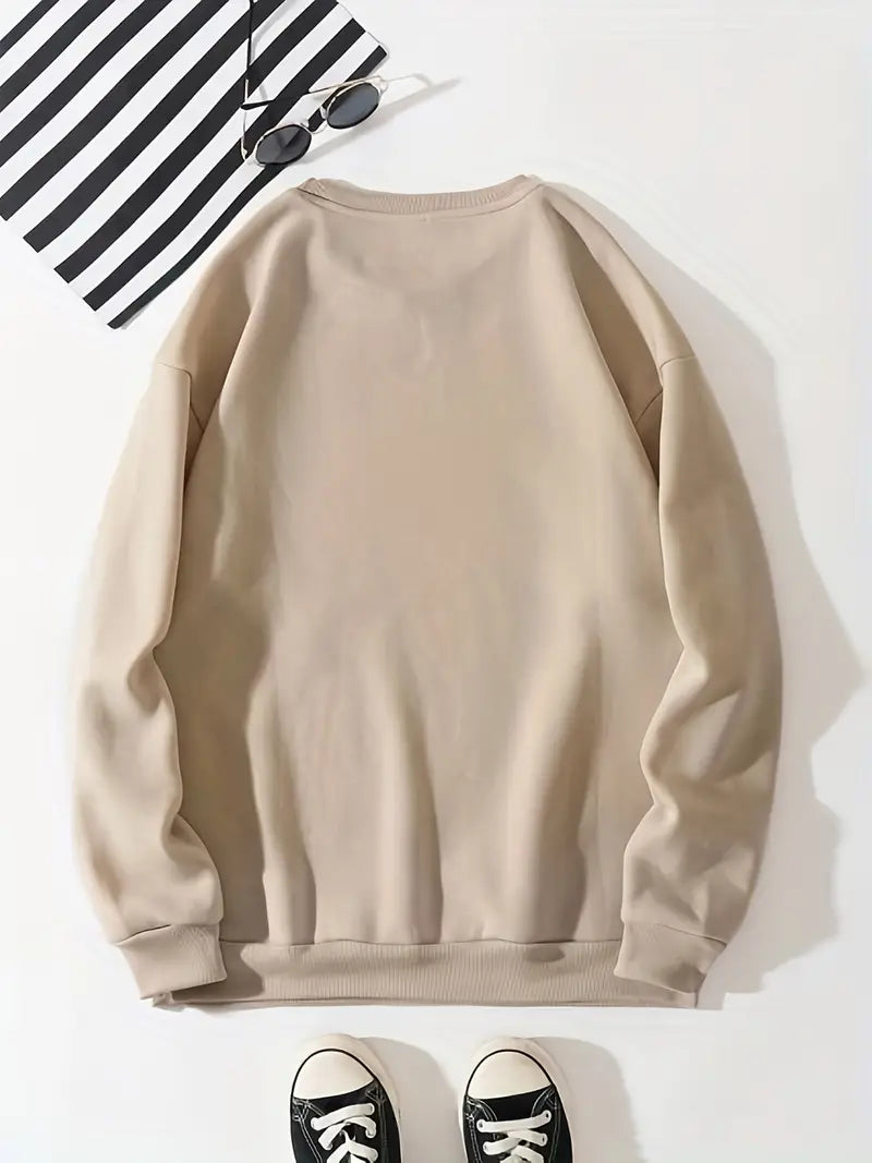 Sweat Pull imprimé coffee manches longues décontracté col rond