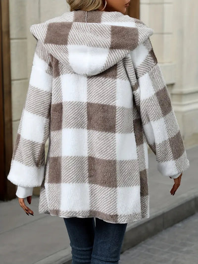 Veste Cardigan En Peluche Bloc De Couleur