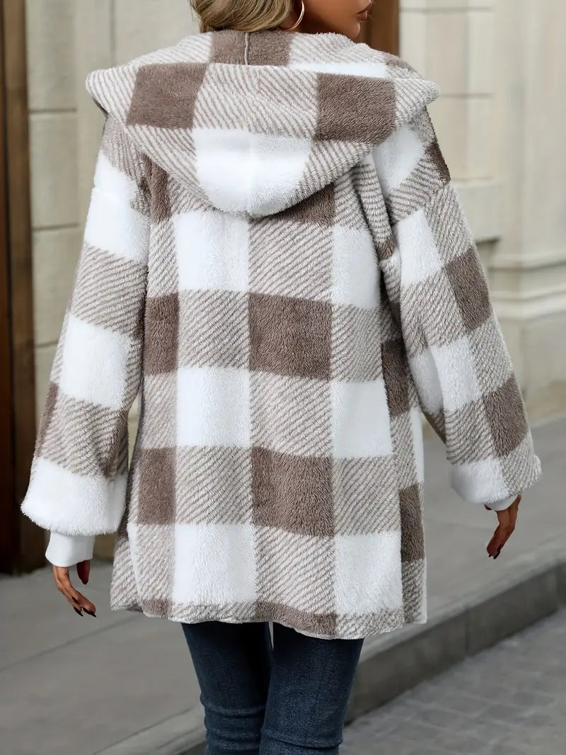 Veste Cardigan En Peluche Bloc De Couleur