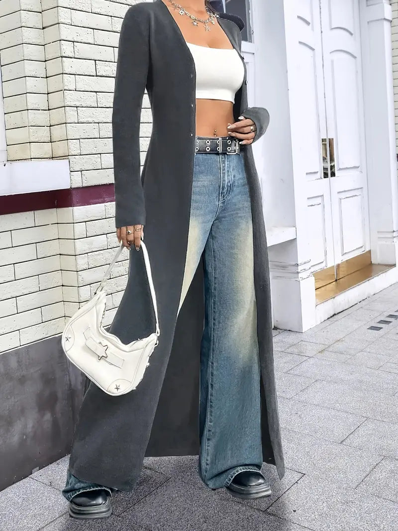 Cardigan tricoté extra-long léger