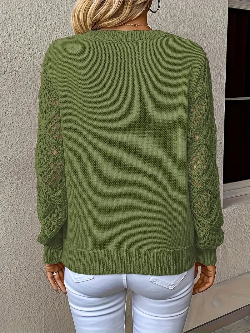 Pull col V manches longues à motifs torsadés