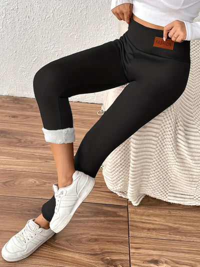 Legging taille haute doublé polaire avec effet remonte-fesses