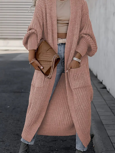 Cardigan long en tricot avec poches