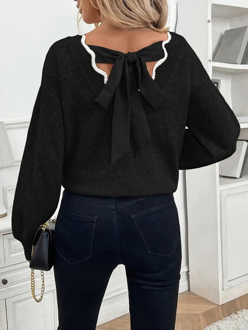 Pull Col V avec noeud