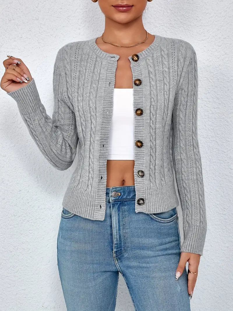 Gilet boutonné en maille torsadée