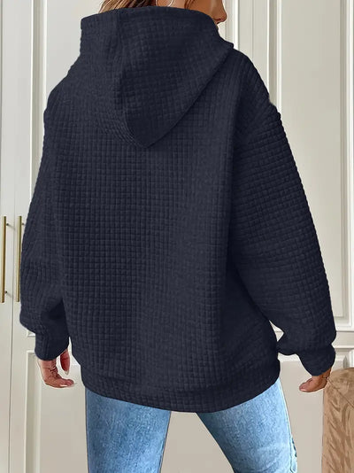 Sweat à capuche grande taille décontracté motif carré