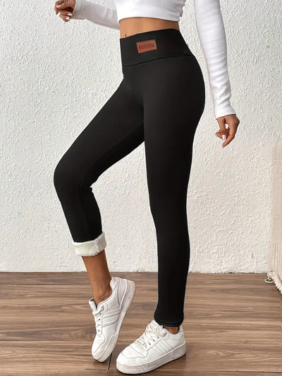 Legging taille haute doublé polaire avec effet remonte-fesses