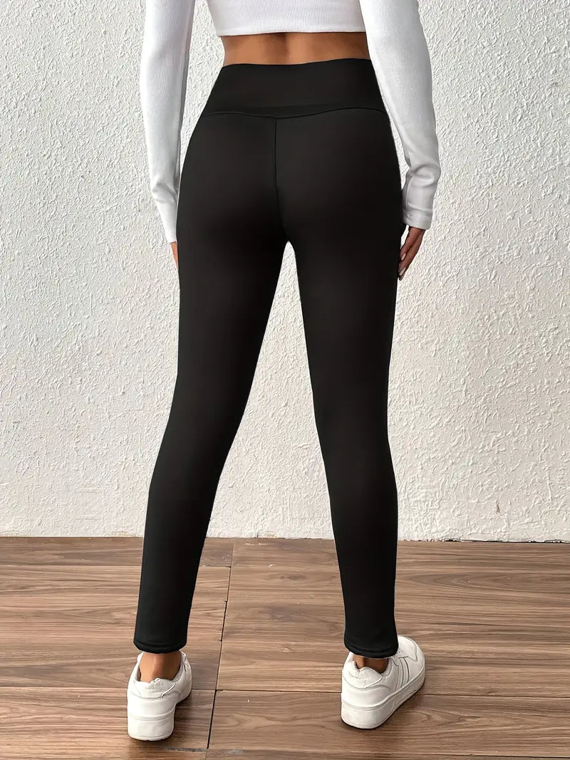 Legging taille haute doublé polaire avec effet remonte-fesses