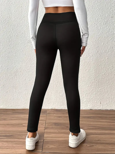 Legging taille haute doublé polaire avec effet remonte-fesses