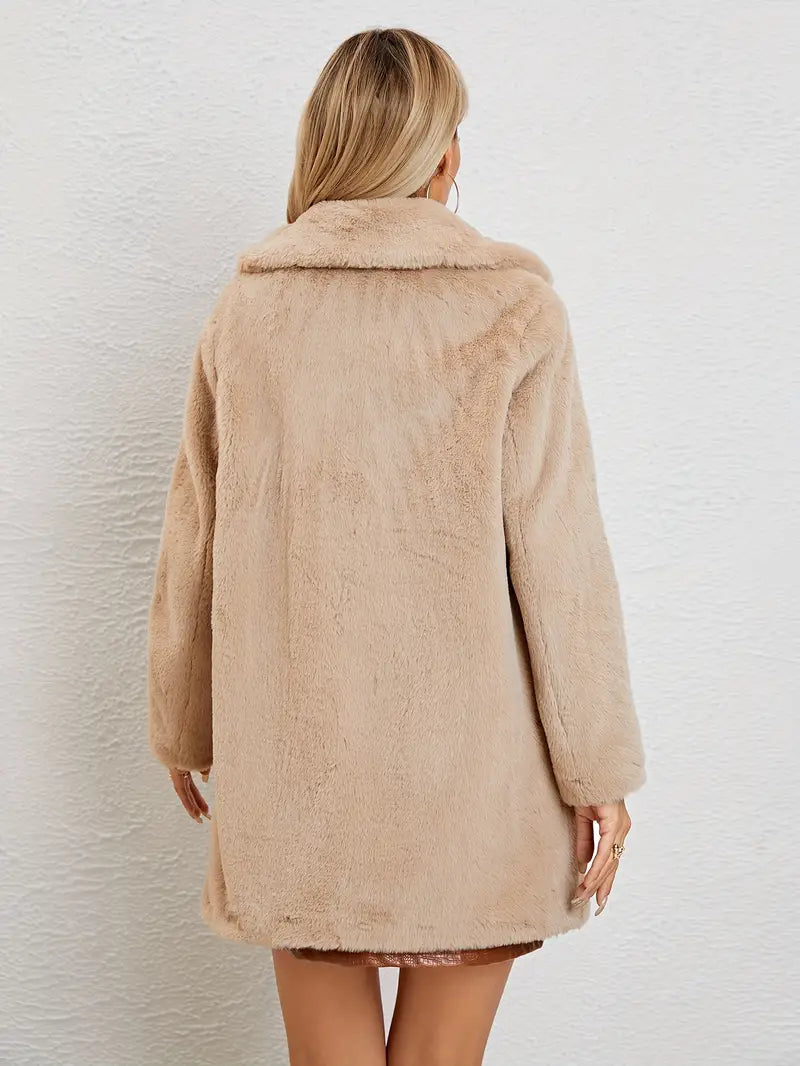 Manteau mi-long en laine douce avec poches