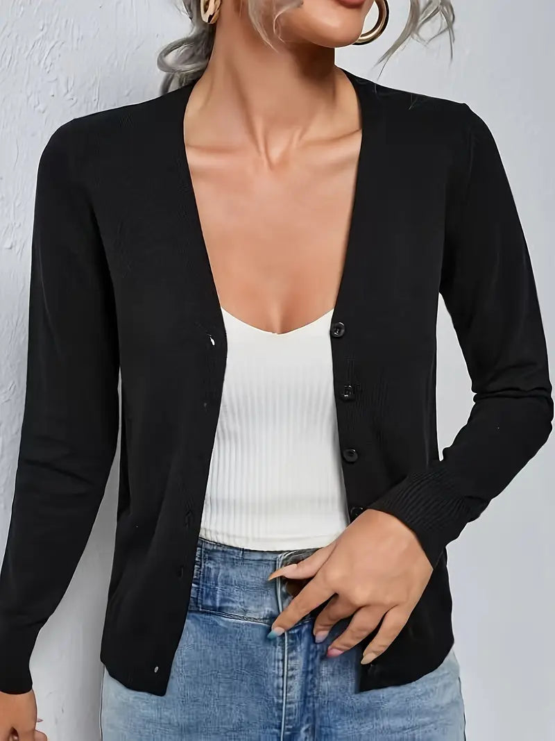 Cardigan simple col V avec boutons