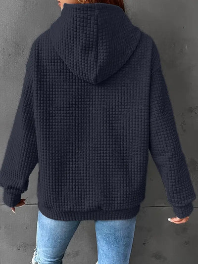 Sweat à capuche grande taille décontracté motif carré