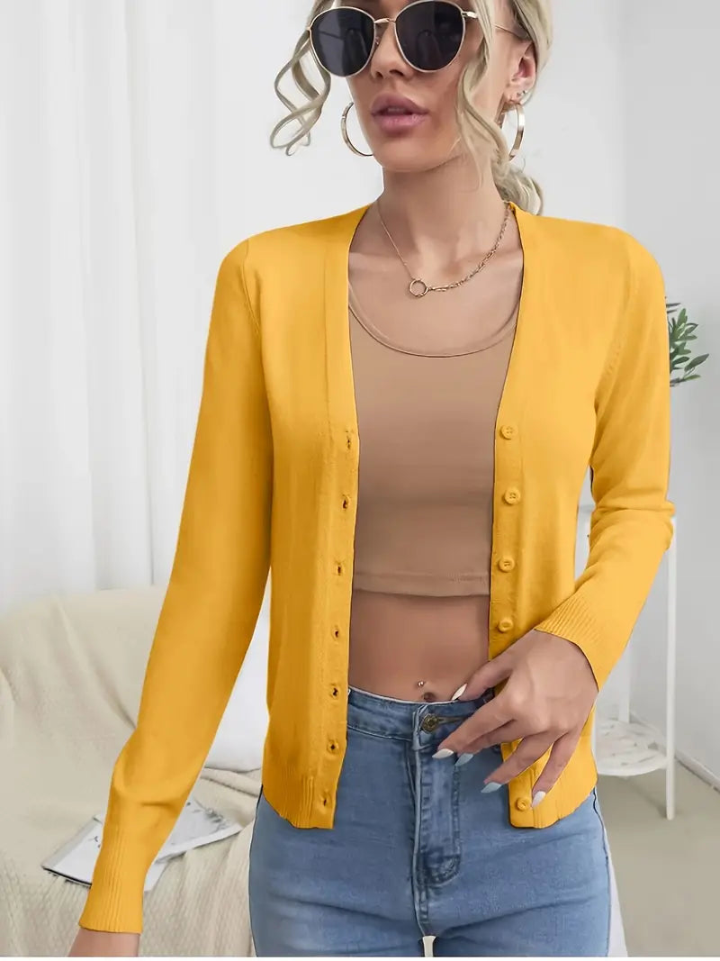 Cardigan simple col V avec boutons